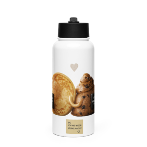 Edelstahl Trinkflasche mit Strohhalm